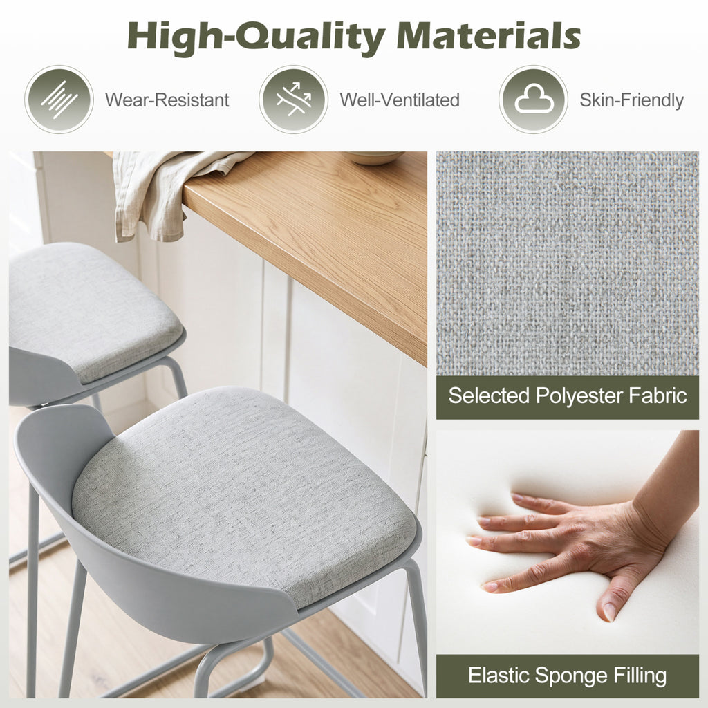 Counter Height Bar Stools Set of 4 with Backrest - Gray