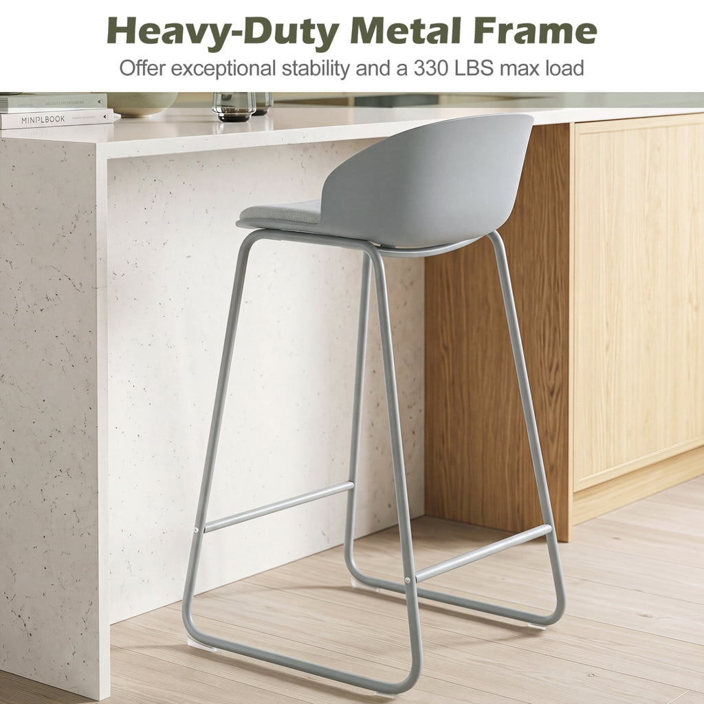 Counter Height Bar Stools Set of 4 with Backrest - Gray
