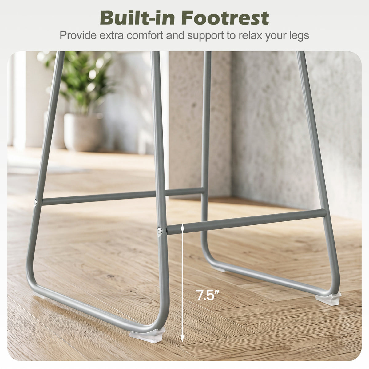 Counter Height Bar Stools Set of 4 with Backrest - Gray