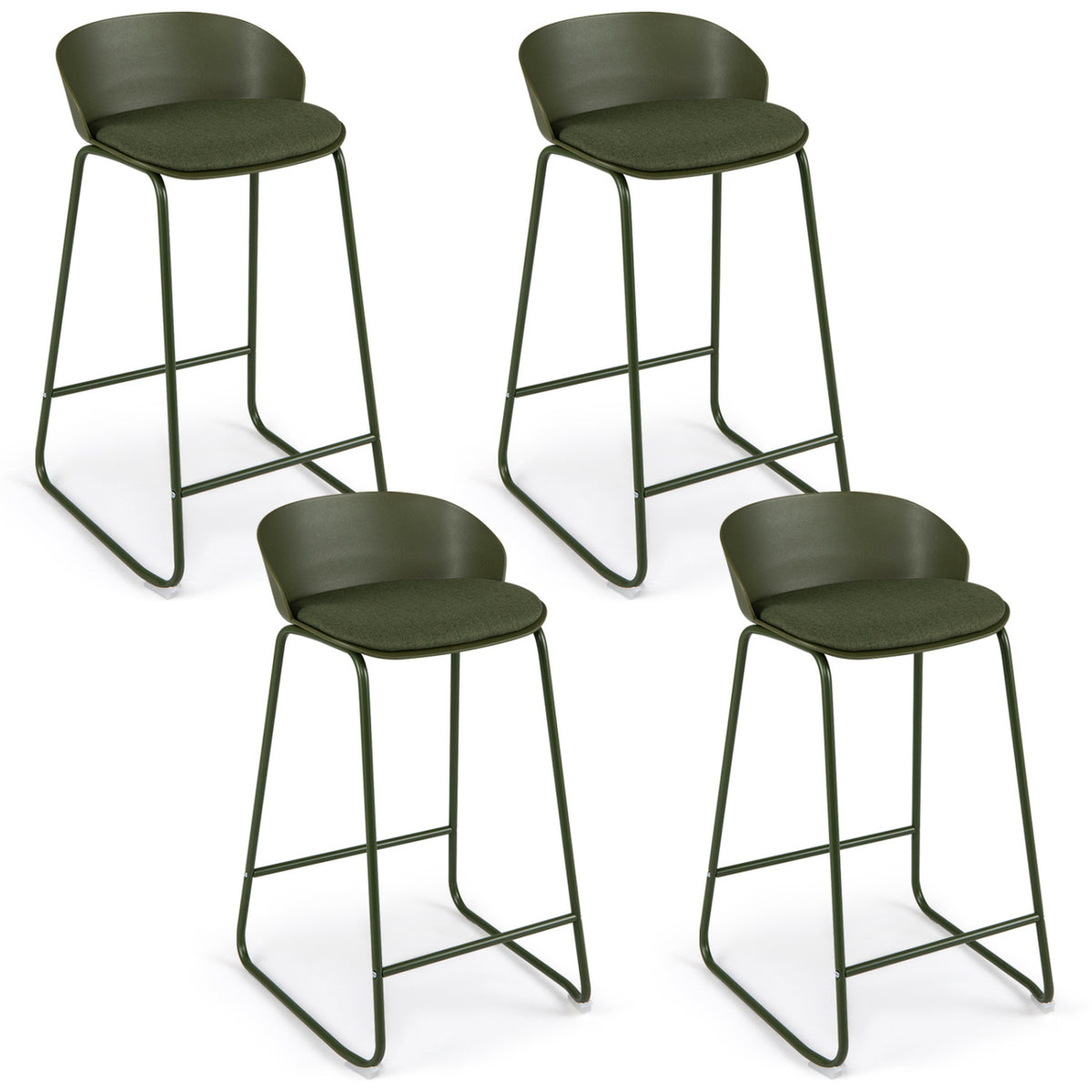 Counter Height Bar Stools Set of 4 with Backrest - Gray