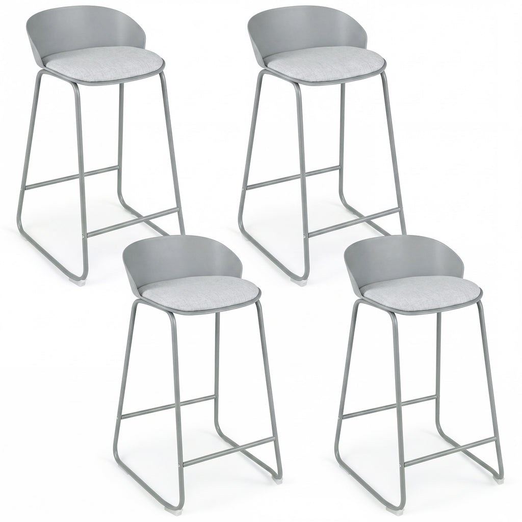 Counter Height Bar Stools Set of 4 with Backrest - Gray