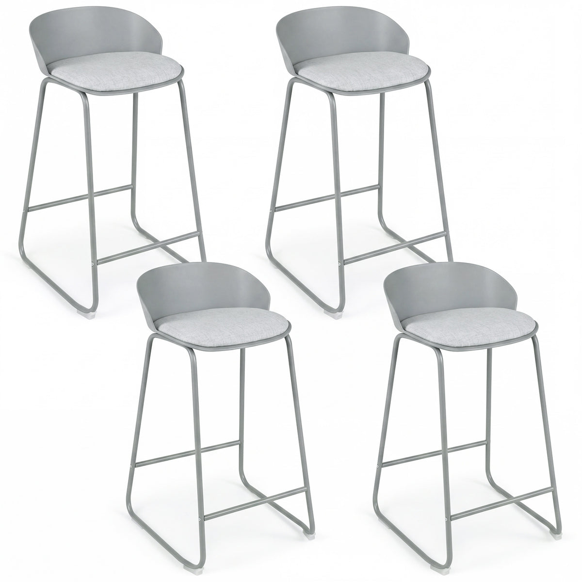 Counter Height Bar Stools Set of 4 with Backrest - Gray