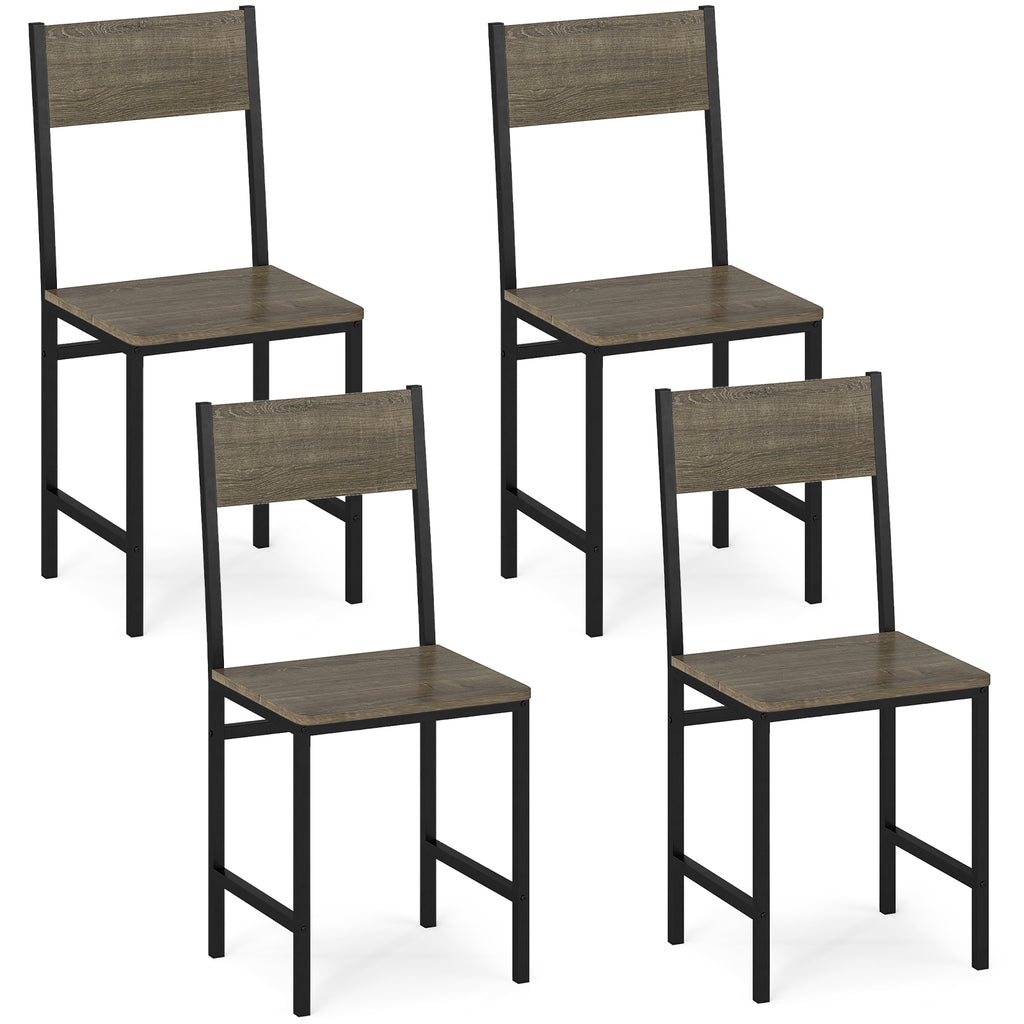 Dining Chairs Set of 4 Gray with Metal Legs