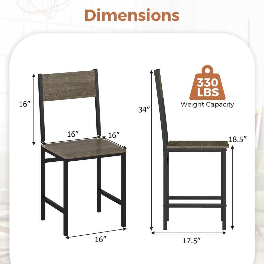 Dining Chairs Set of 4 Gray with Metal Legs