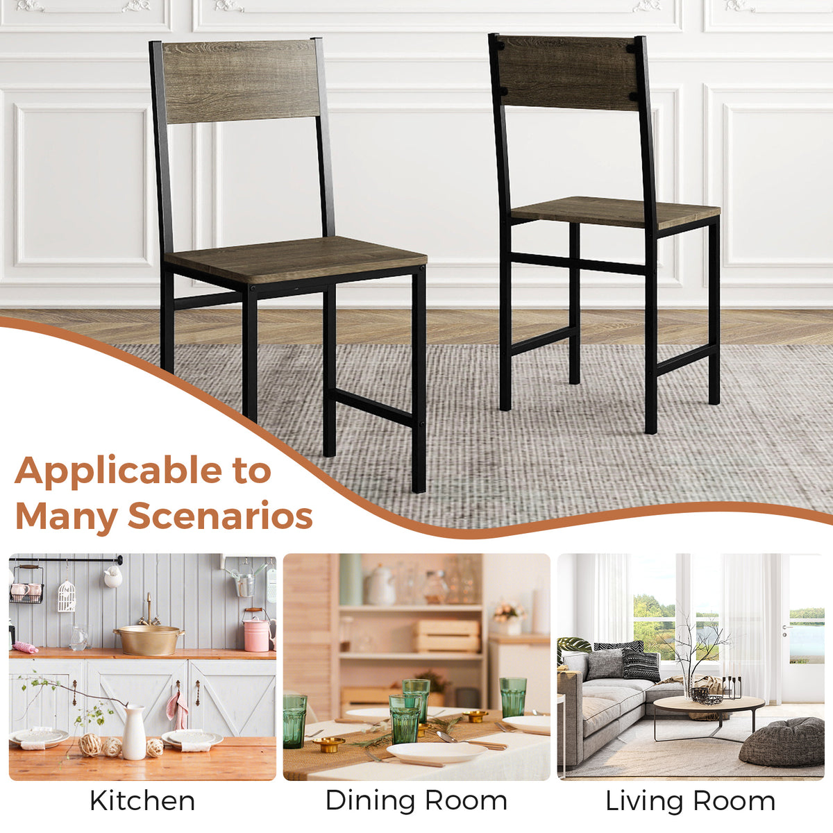 Dining Chairs Set of 4 Gray with Metal Legs
