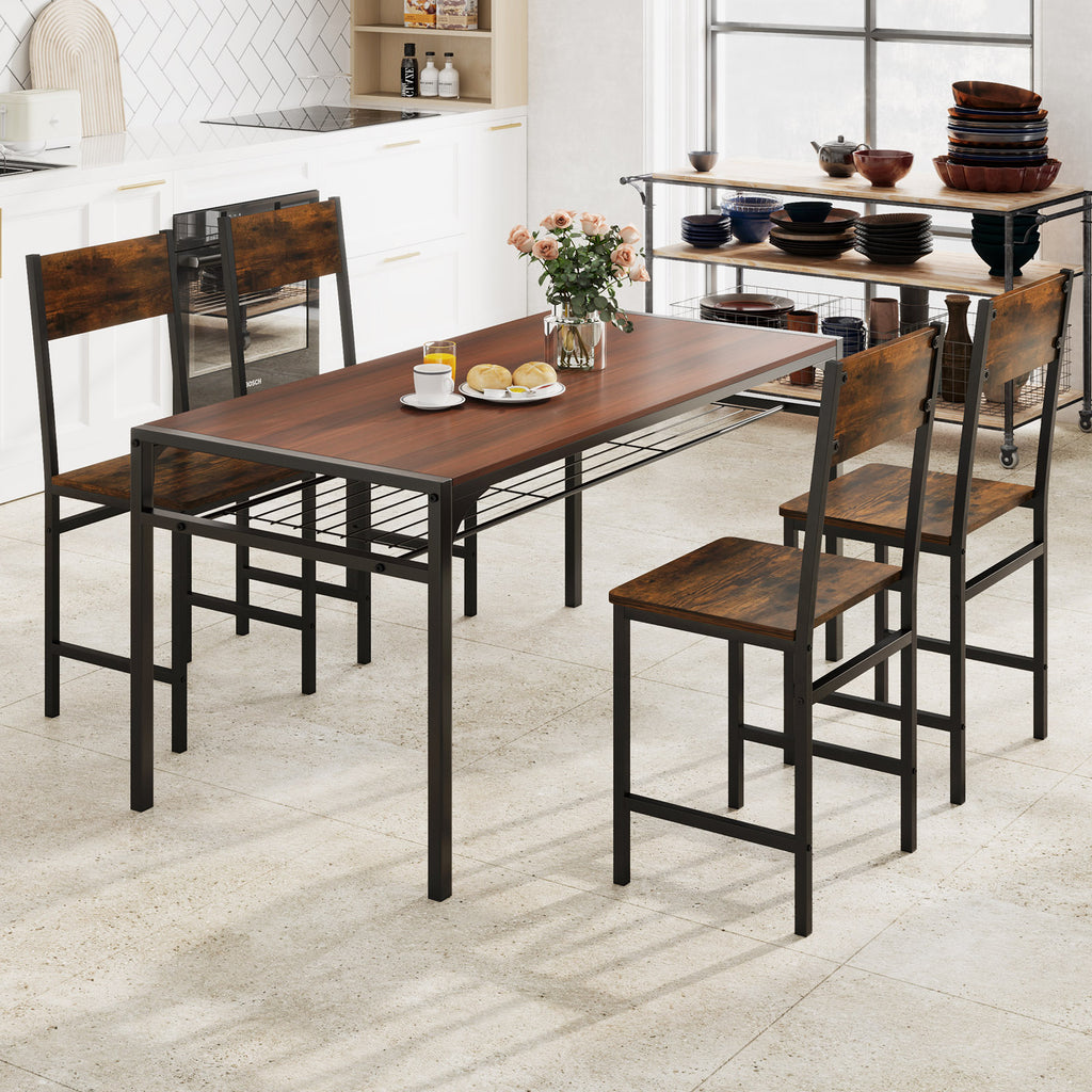 Dining Chairs Set of 4 with Metal Legs, Rustic Brown