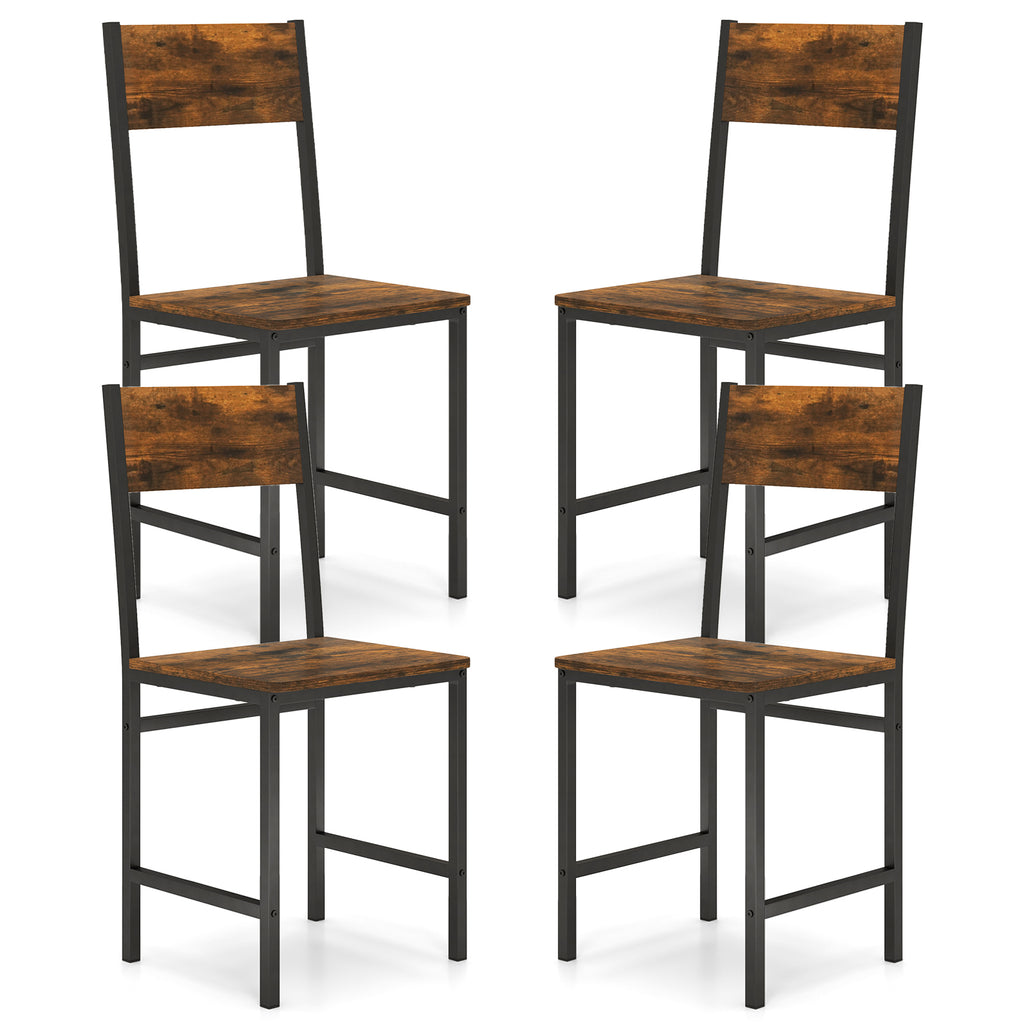 Dining Chairs Set of 4 with Metal Legs, Rustic Brown