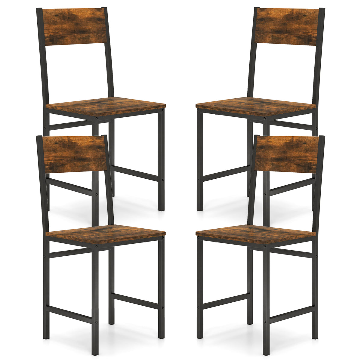 Dining Chairs Set of 4 with Metal Legs, Rustic Brown