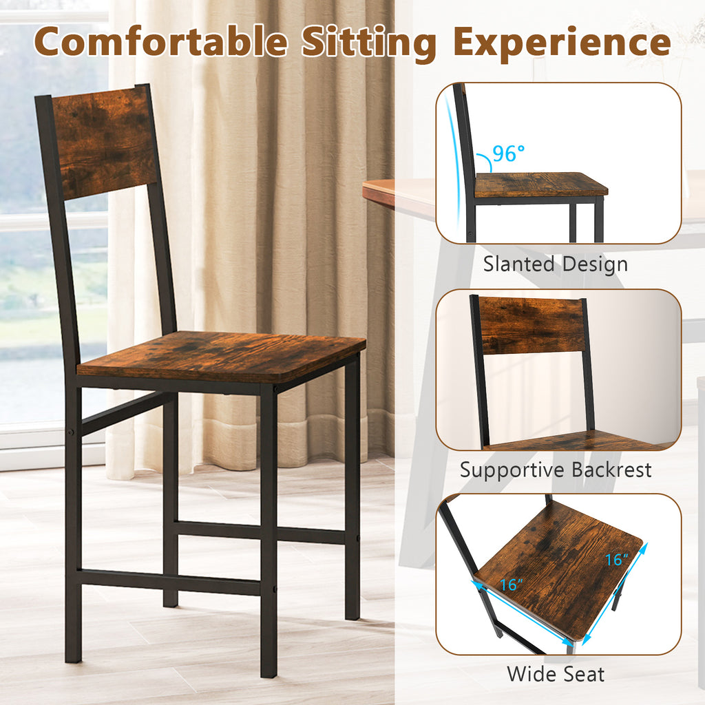 Dining Chairs Set of 4 with Metal Legs, Rustic Brown