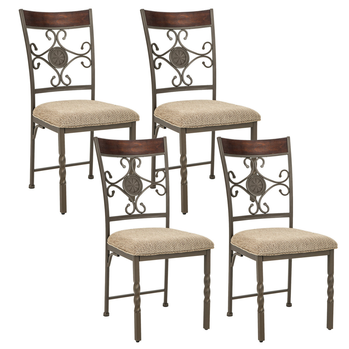 Dining Chairs Set of 2 - Armless Kitchen Chairs with Cushion