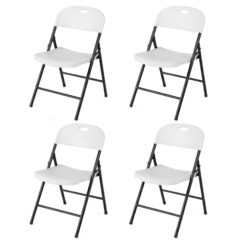Foldable Plastic Dining Chairs Set of 4 - White