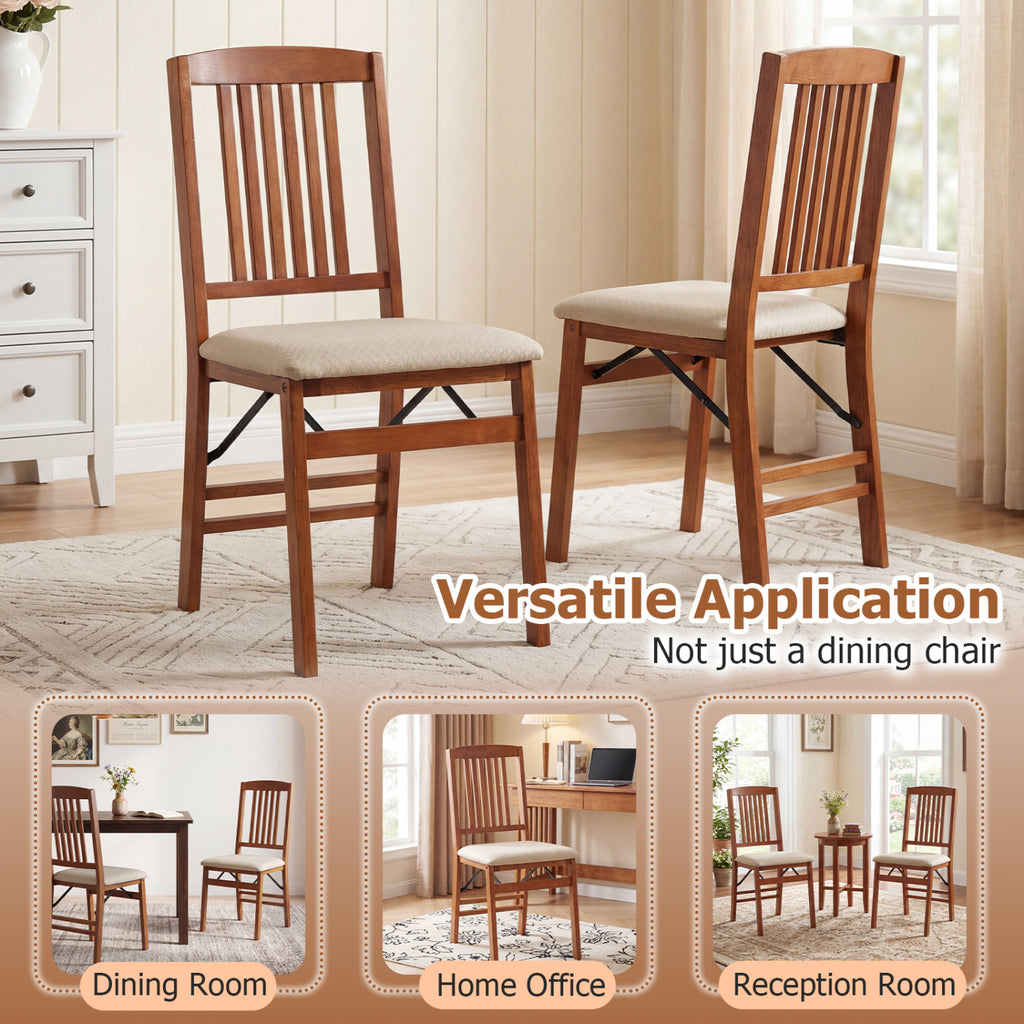 Foldable Upholstered Dining Chairs Set of 4 - Beige
