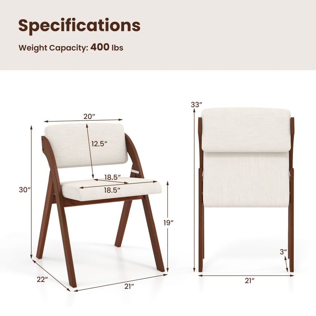 Folding Kitchen Dining Chairs Set of 4 - Walnut