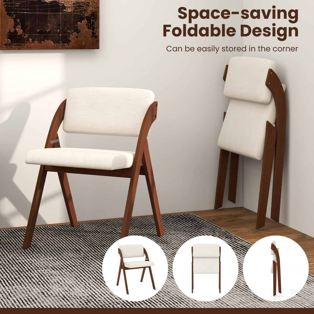 Folding Dining Chairs Set of 4 - Walnut