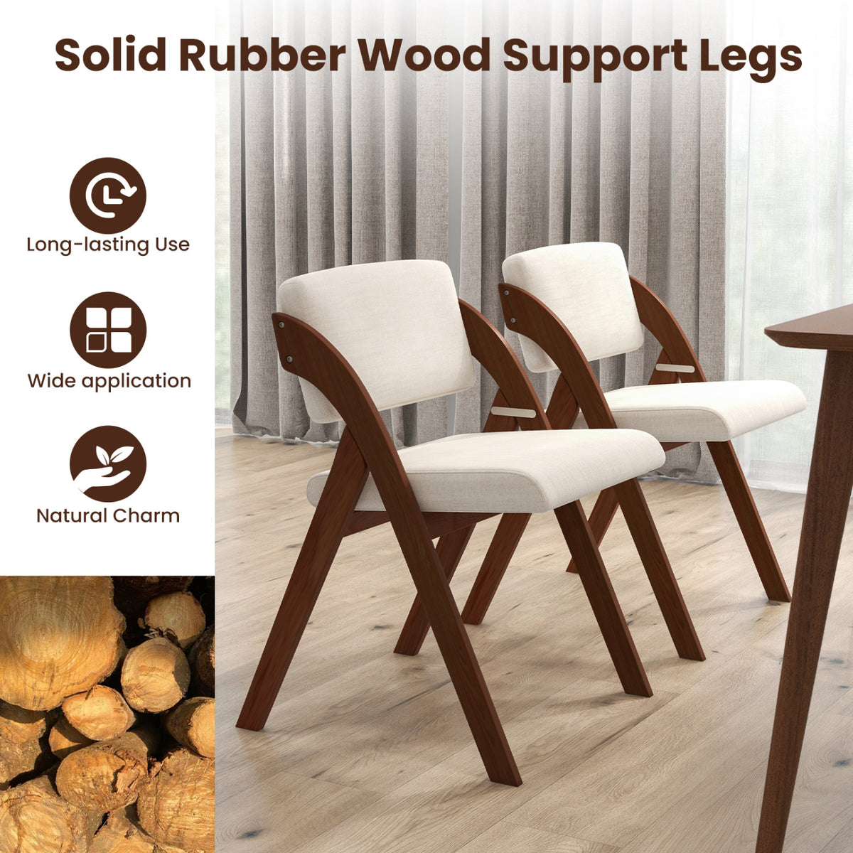 Folding Dining Chairs Set of 4 - Walnut