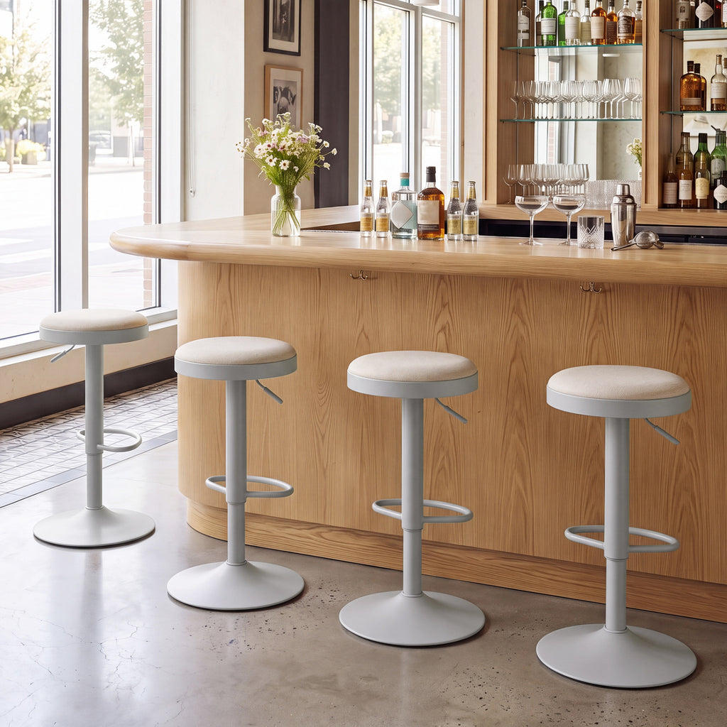 Set of 4 Kitchen Bar Stools with Height Adjustment, Gray