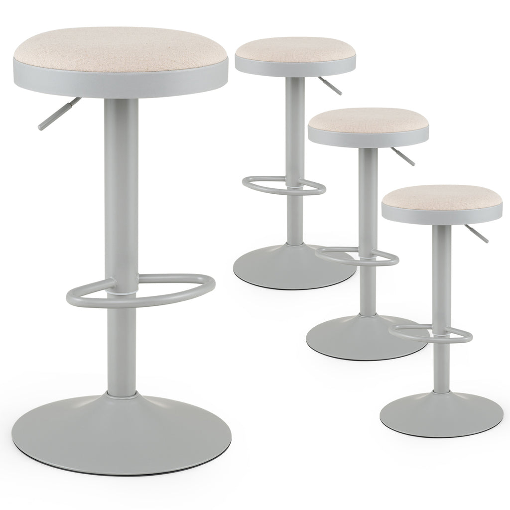 Set of 4 Kitchen Bar Stools with Height Adjustment, Gray