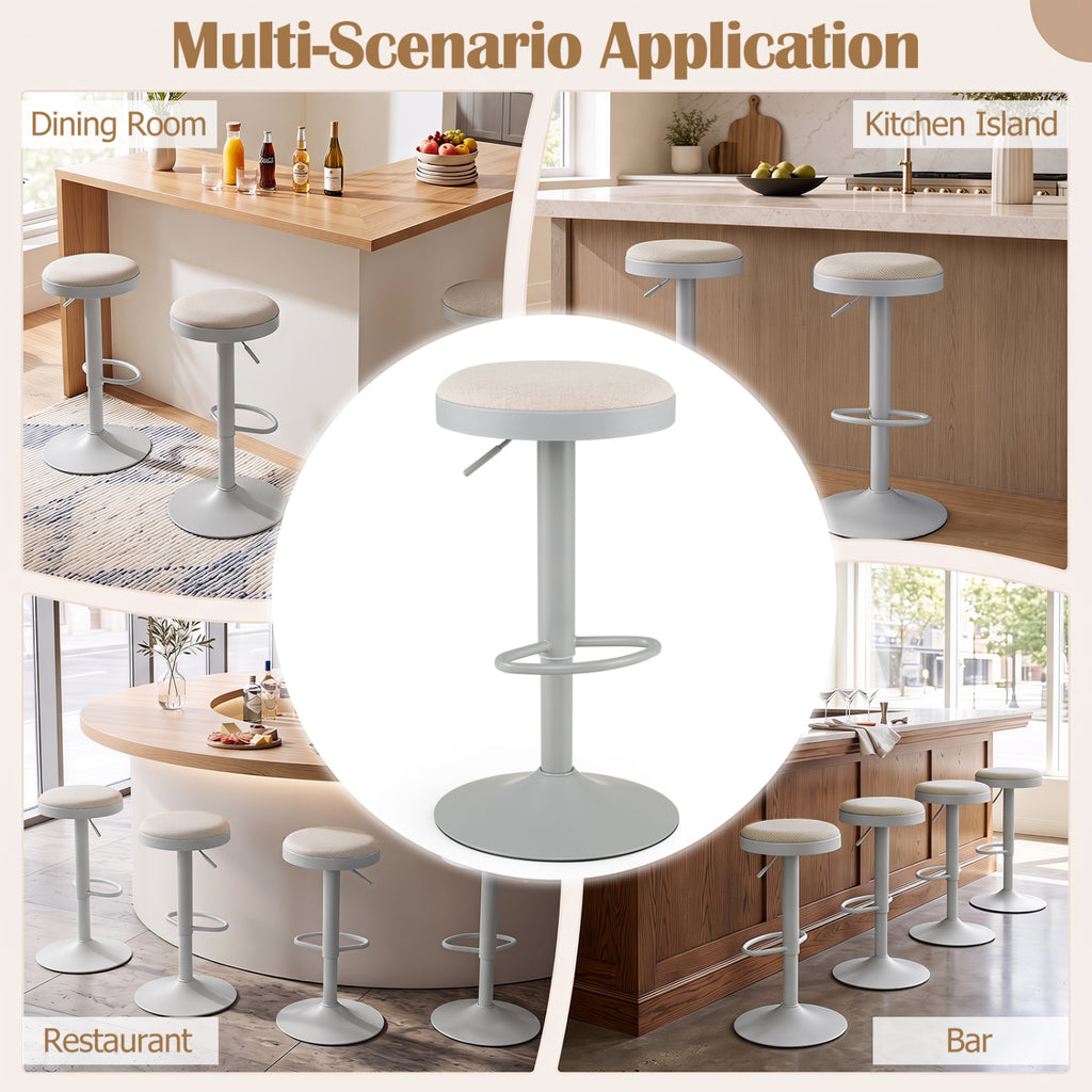 Set of 4 Kitchen Bar Stools with Height Adjustment, Gray