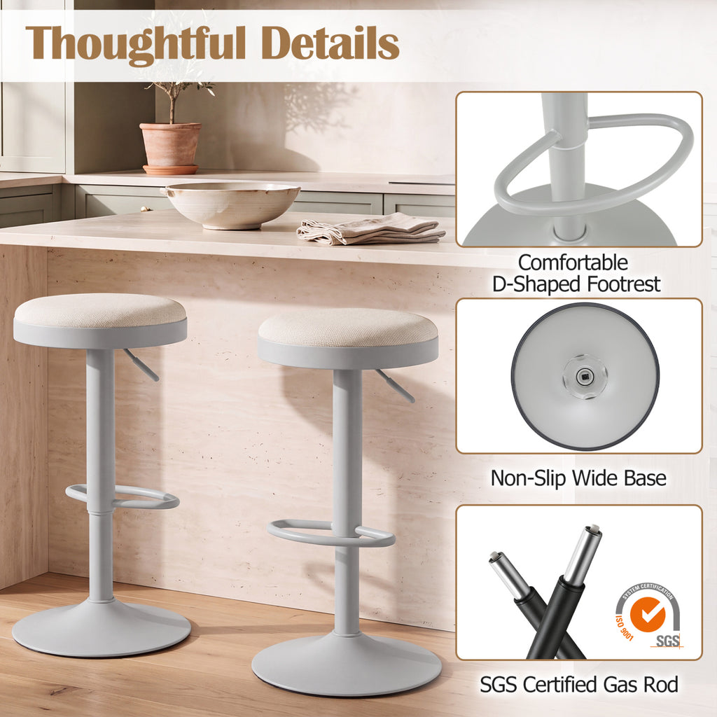 Set of 4 Kitchen Bar Stools with Height Adjustment, Gray