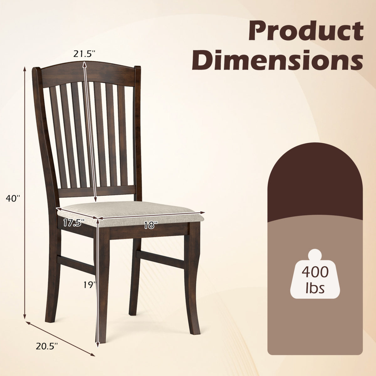 4 Kitchen Dining Chairs with Padded Seat – Brown & White