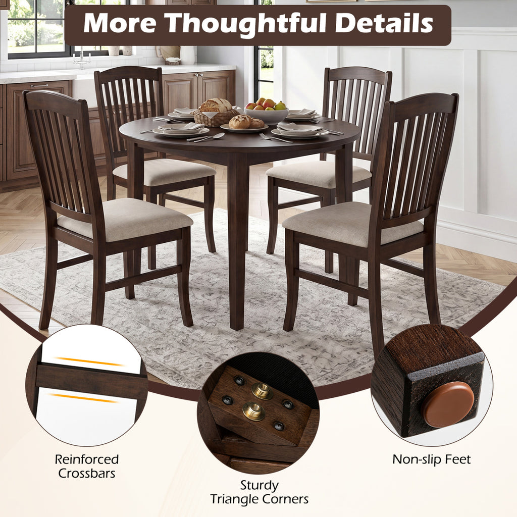 4 Kitchen Dining Chairs with Padded Seat – Brown & White