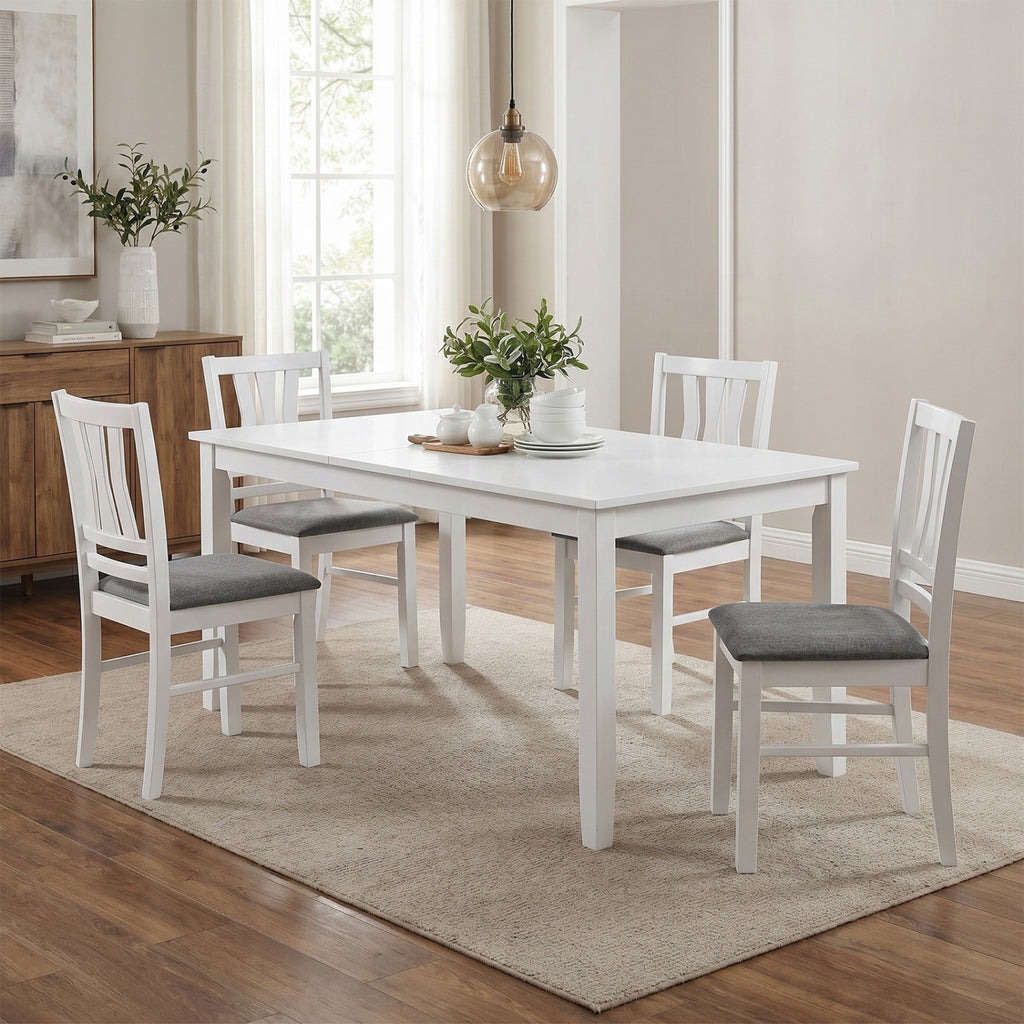 Linen Style Upholstered Dining Chairs Set of 4 - White
