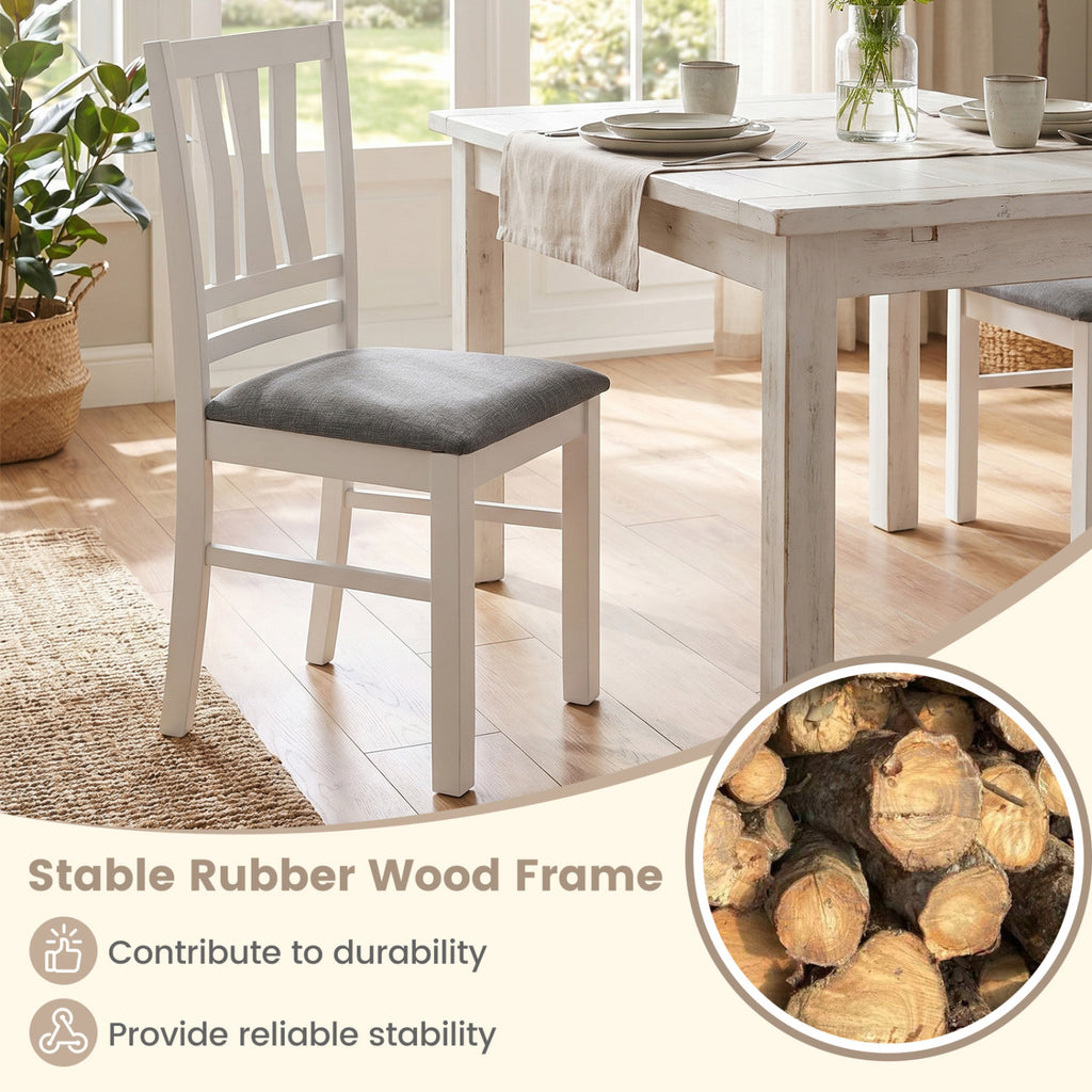 Linen Style Upholstered Dining Chairs Set of 4 - White