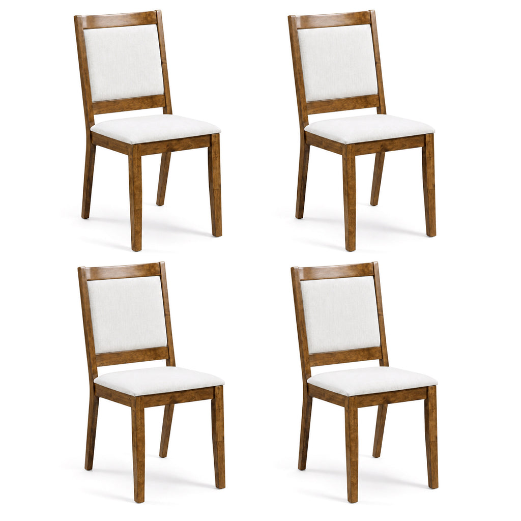 Set of 4 Upholstered Dining Chairs with Padded Backrest - Walnut