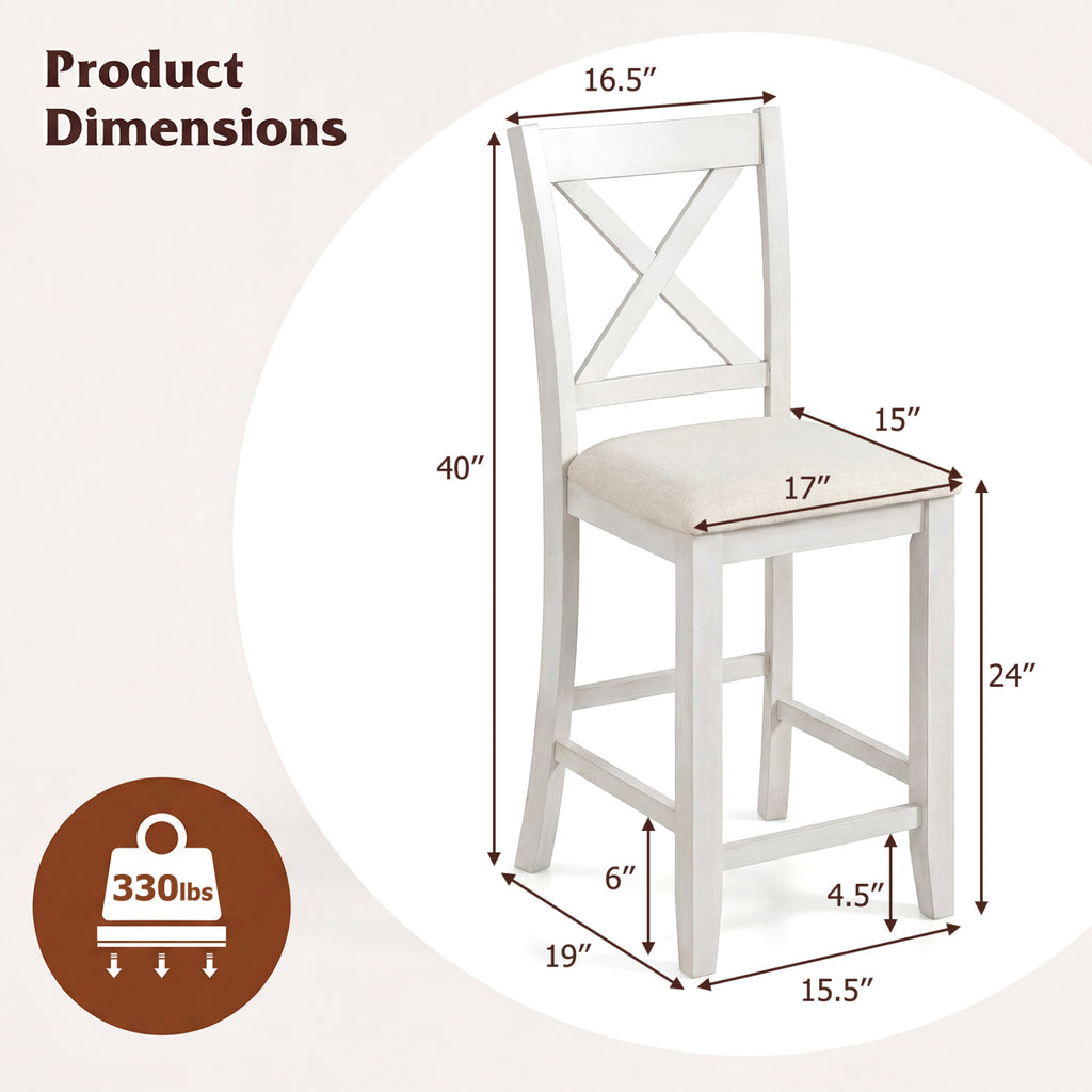 Modern Farmhouse Counter Height Stools, Set of 4 - White