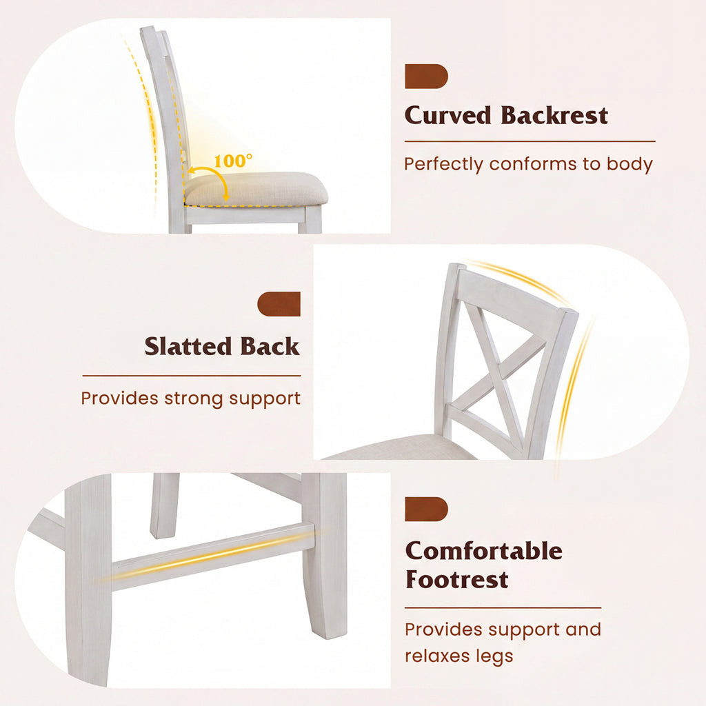 Modern Farmhouse Counter Height Stools, Set of 4 - White