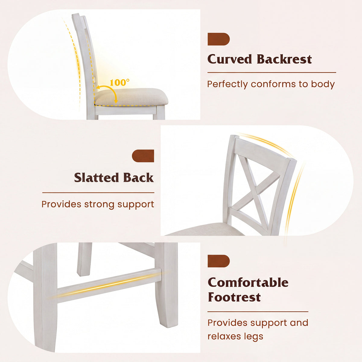 Modern Farmhouse Counter Height Stools, Set of 4 - White