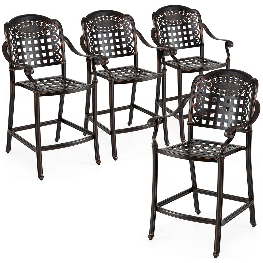 3 Piece Patio Bar Set Outdoor Cast Aluminum Round High Top Table 2