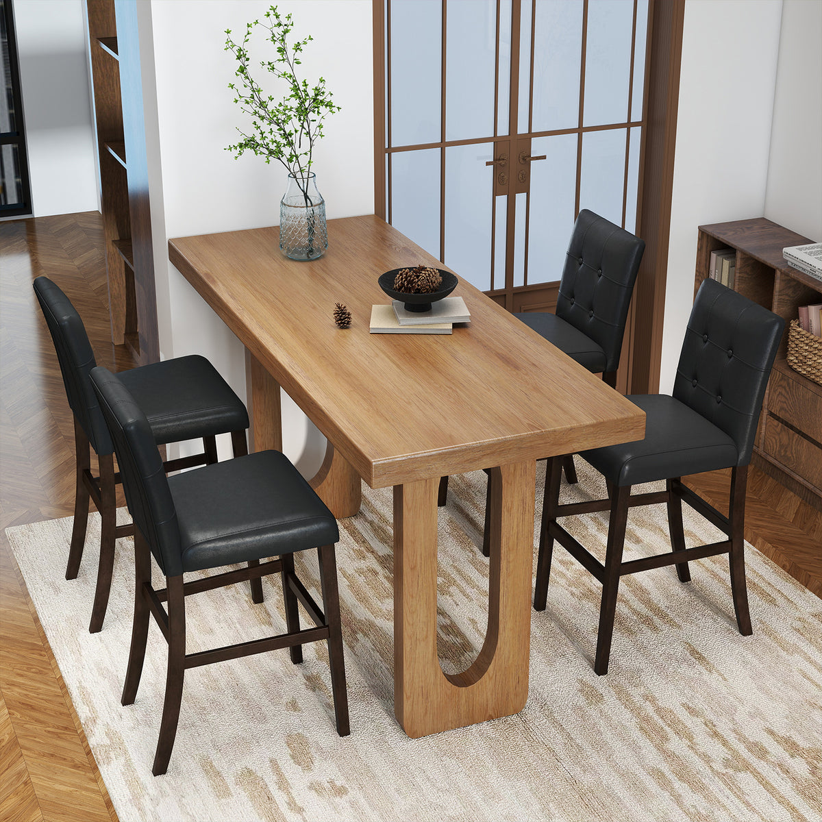PVC Leather Bar Stools Set of 4, 24 inches