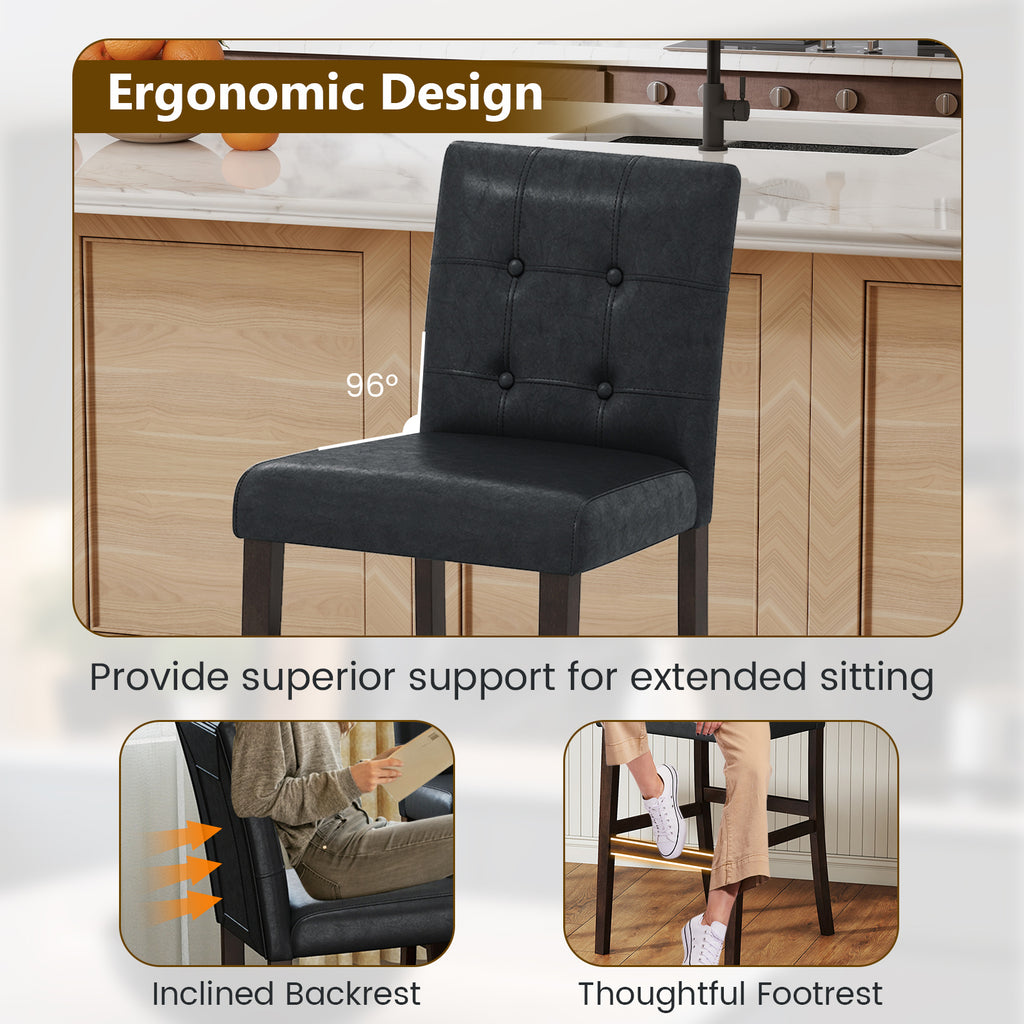 PVC Leather Bar Stools Set of 4, 24 inches