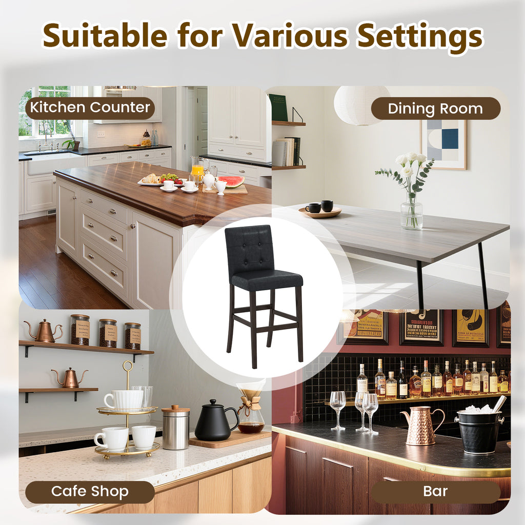 PVC Leather Bar Stools Set of 4, 24 inches