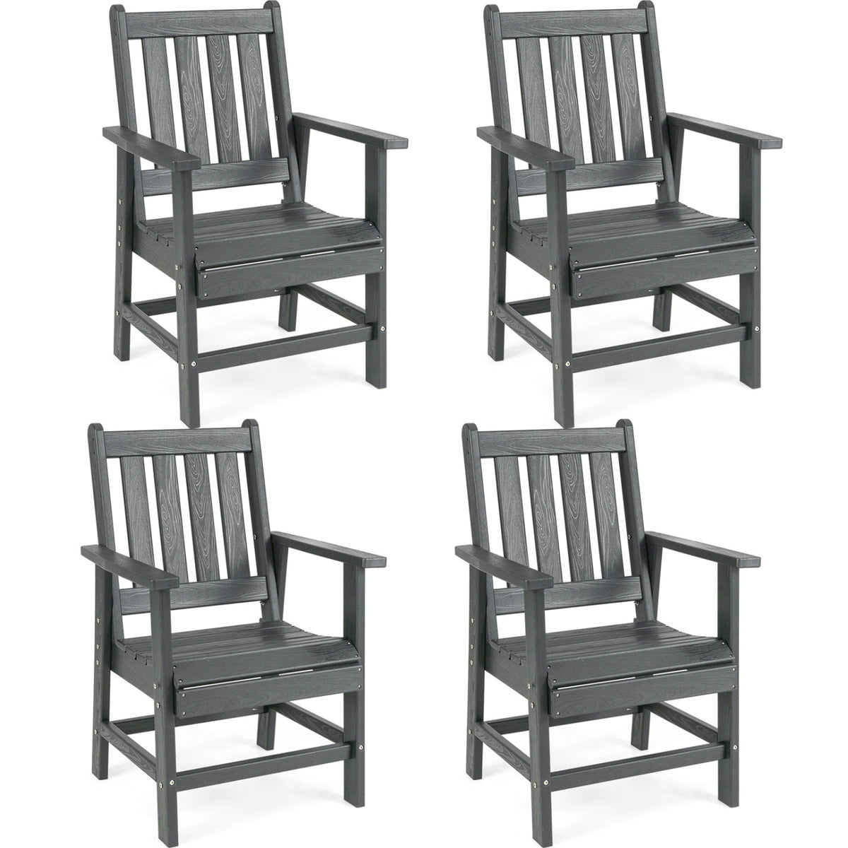 Patio Dining Chairs Set of 2 - Black with Wide Armrests