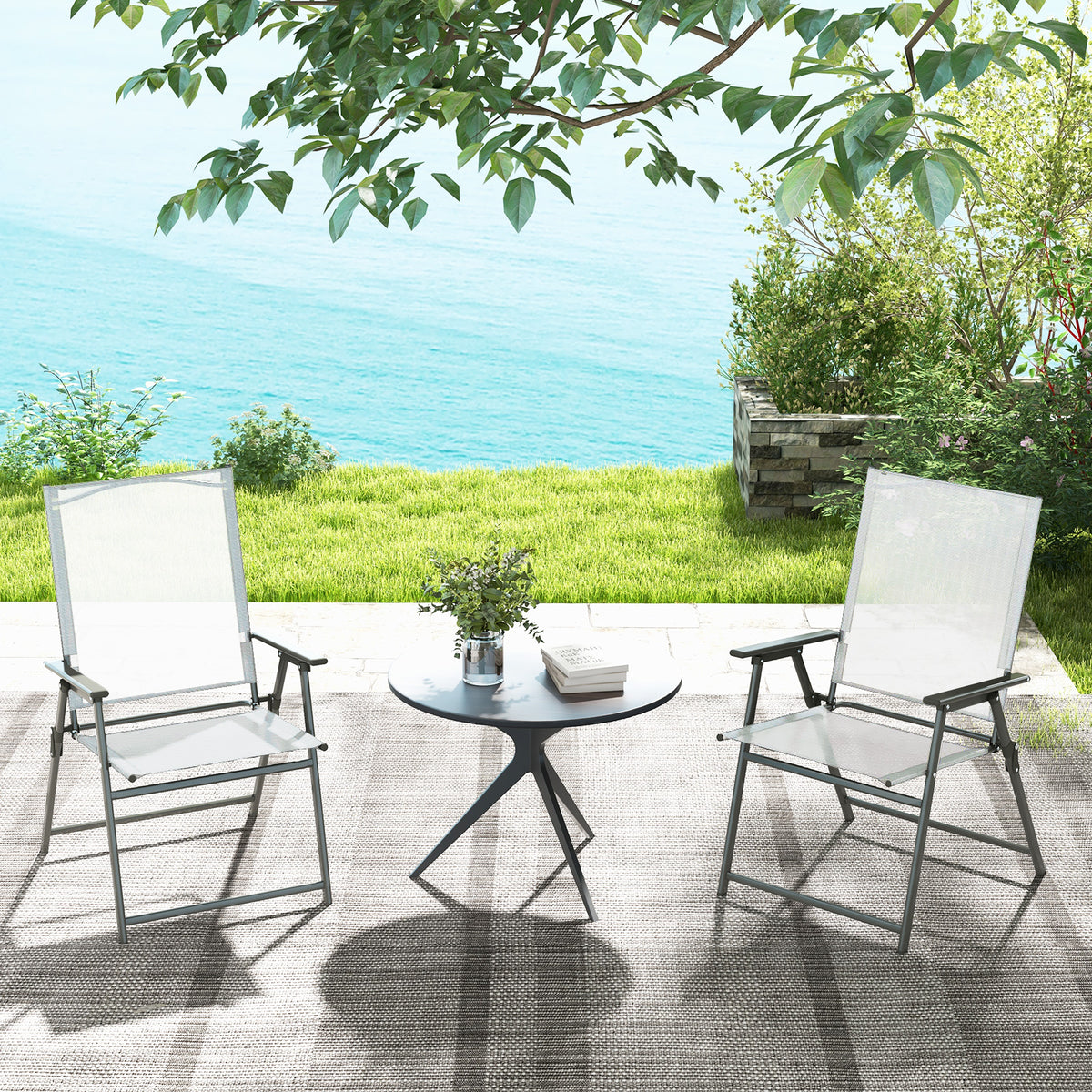 Patio Folding Chair Set of 4 - White, Rustproof Metal