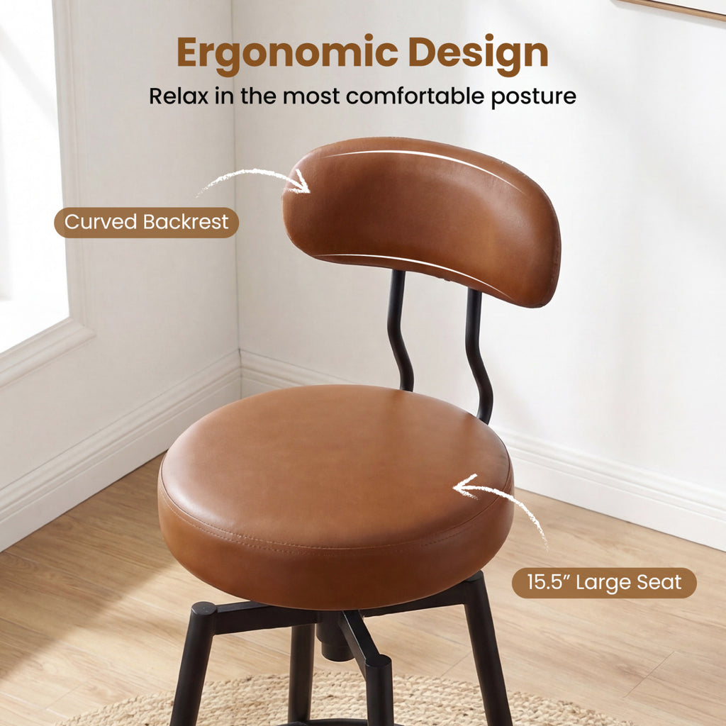 Set of 4 Swivel Barstools Faux Leather Brown