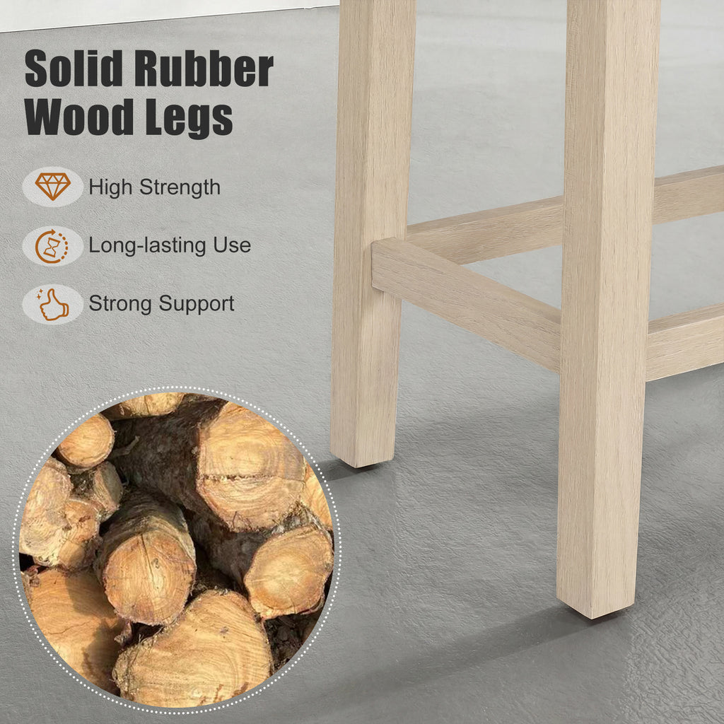 Set of 4 Upholstered Counter Height Bar Stools, Natural