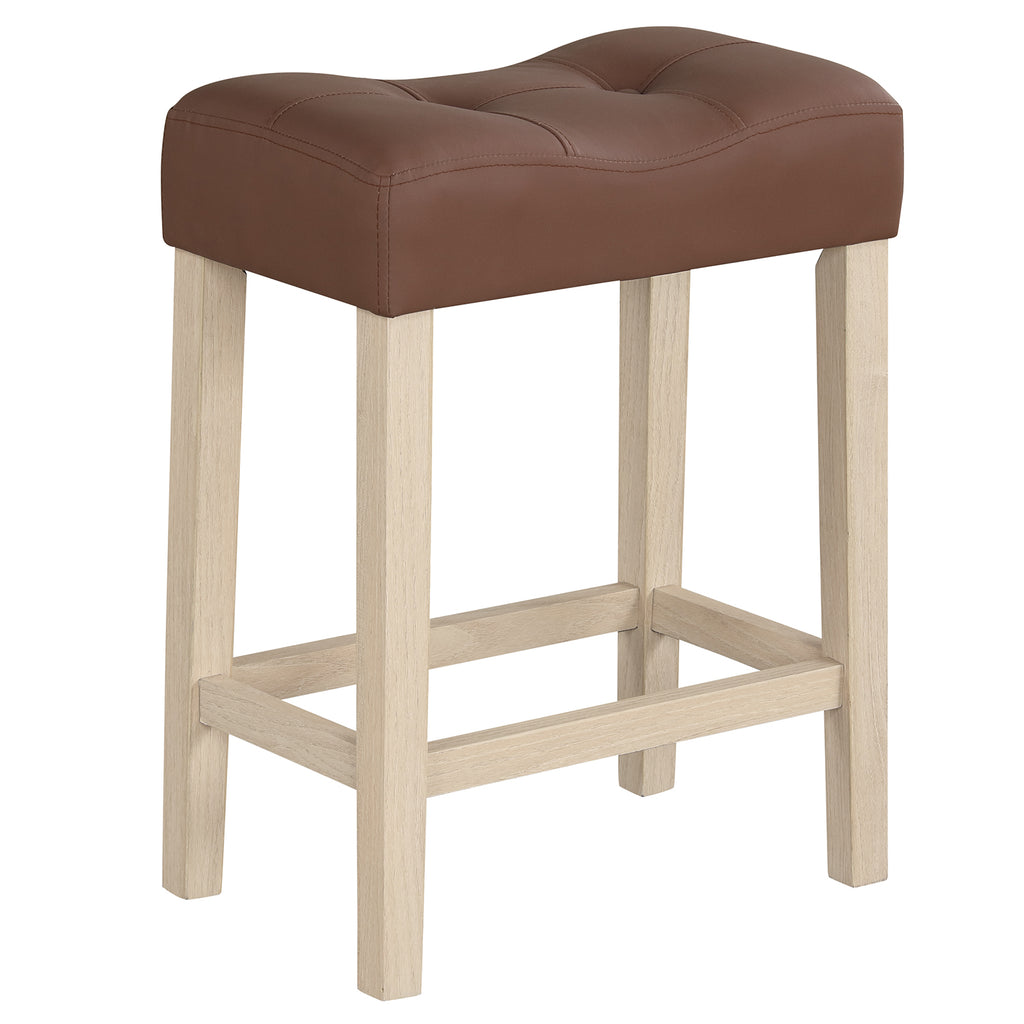 Set of 4 Upholstered Counter Height Bar Stools, Natural