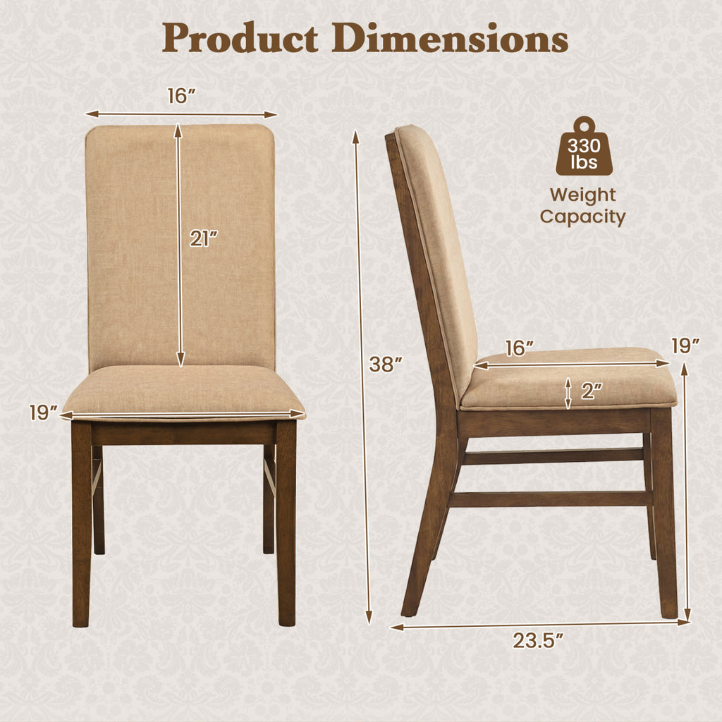 Set of 4 Upholstered Dining Chairs, Brown