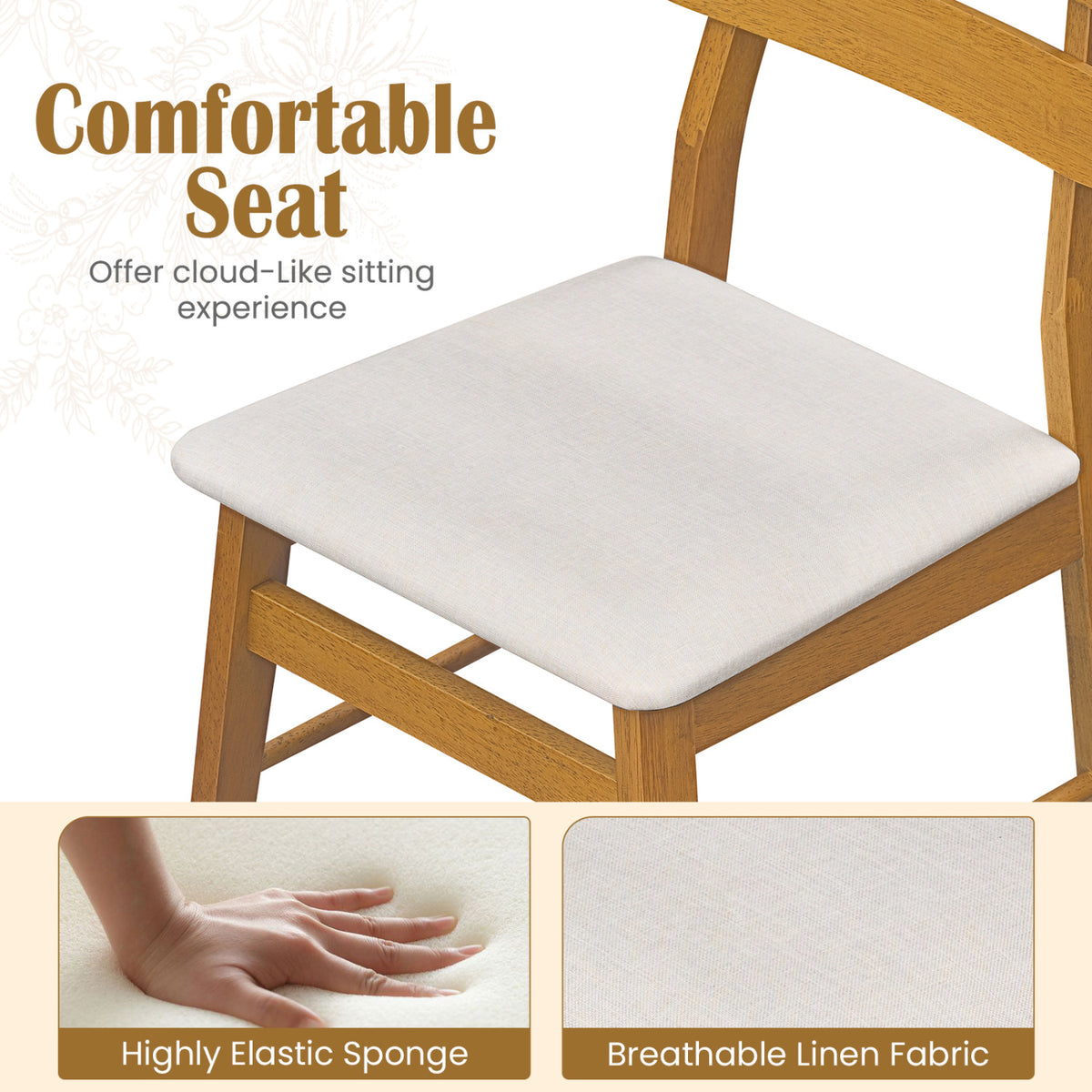 Upholstered Dining Chairs Set of 4, Natural - Style B
