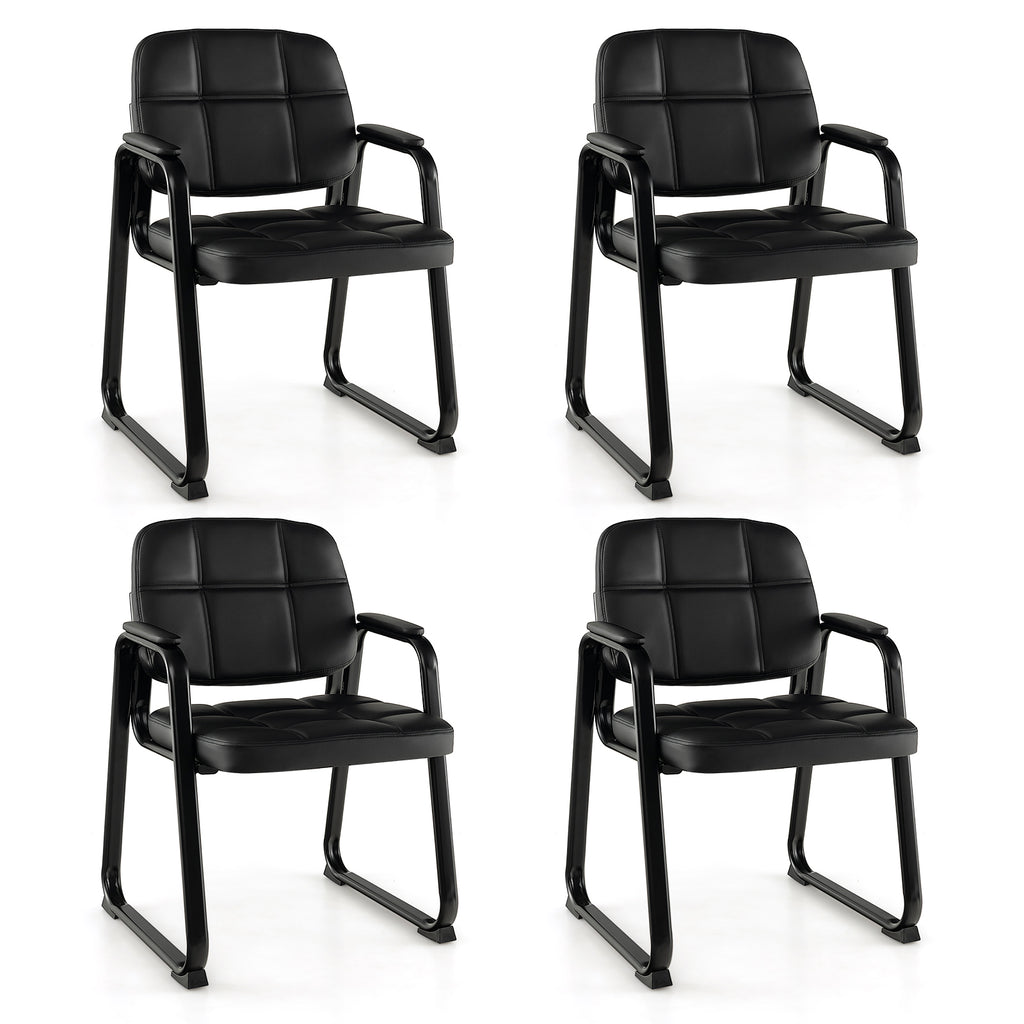 Upholstered Waiting Room Chair with Armrest, Set of 2 – Black