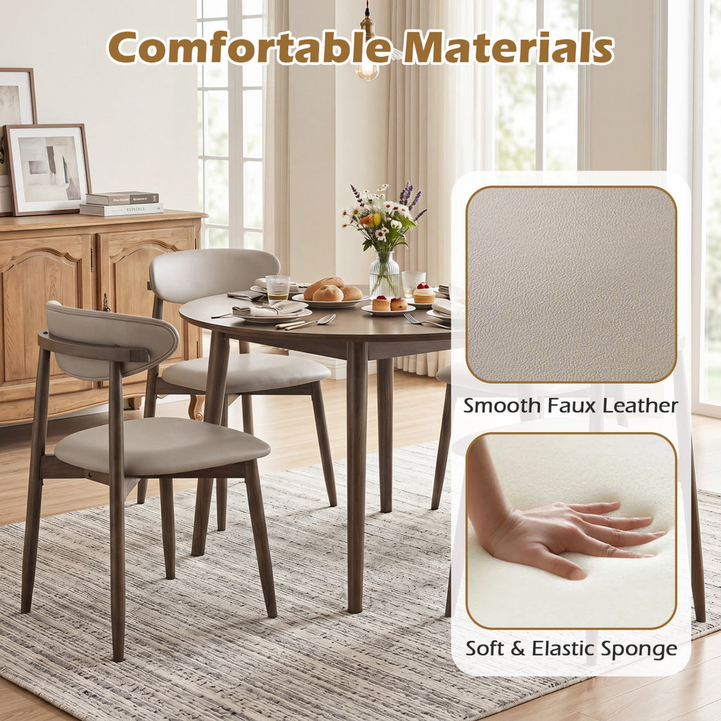 Upholstered Dining Chairs Set of 4, Gray Faux Leather