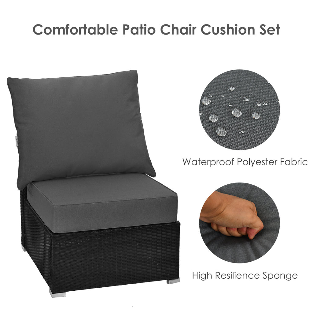Set of 6 Deep Seat Chair Cushion Pads with Rope Belts for Indoor and