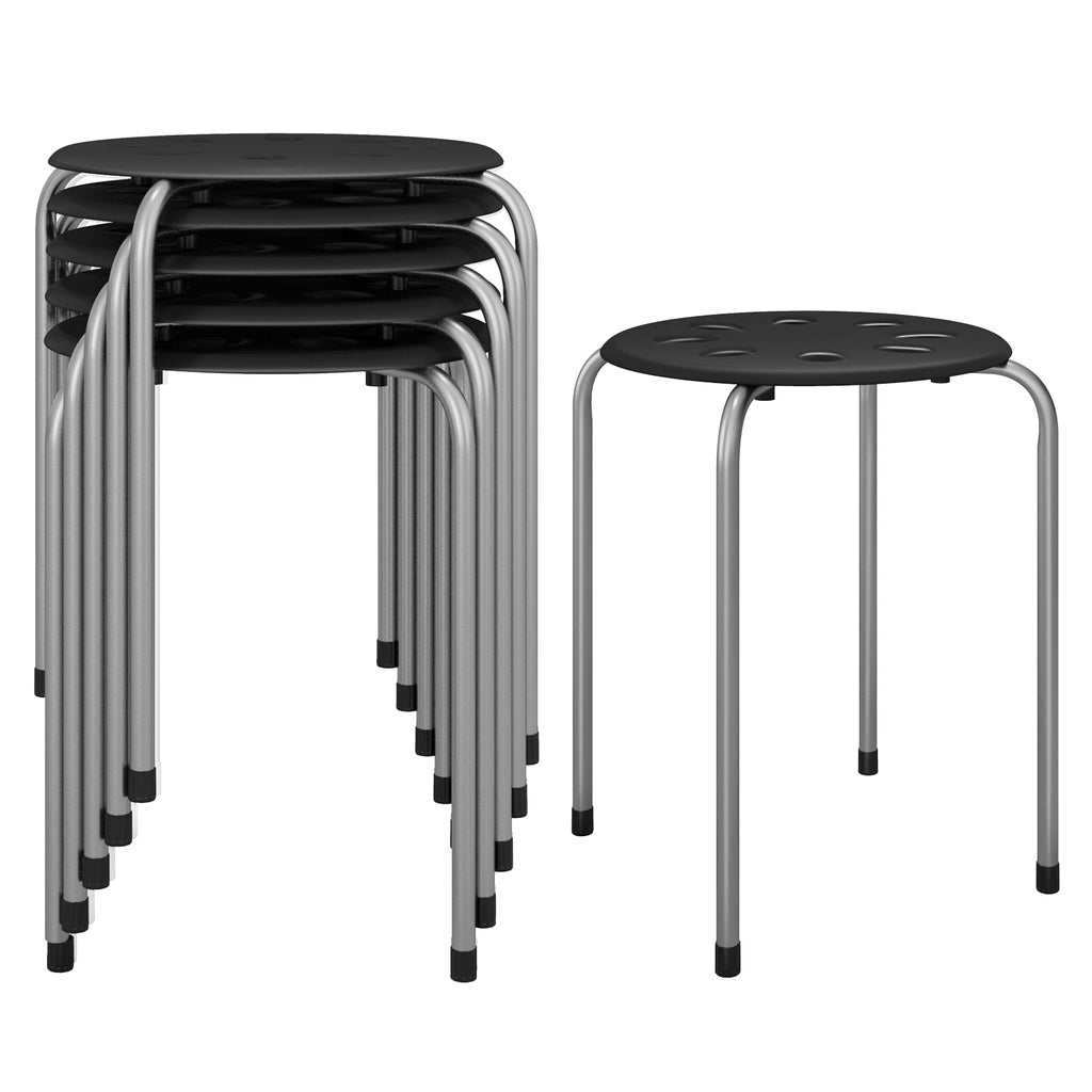 Stackable Stools Set of 6 - Gray, 17.5 Inch