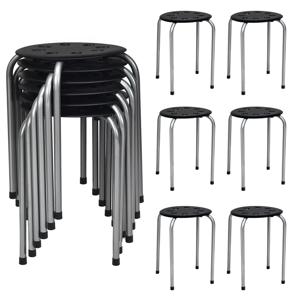 Stackable Stools Set of 6 - Gray, 17.5 Inch