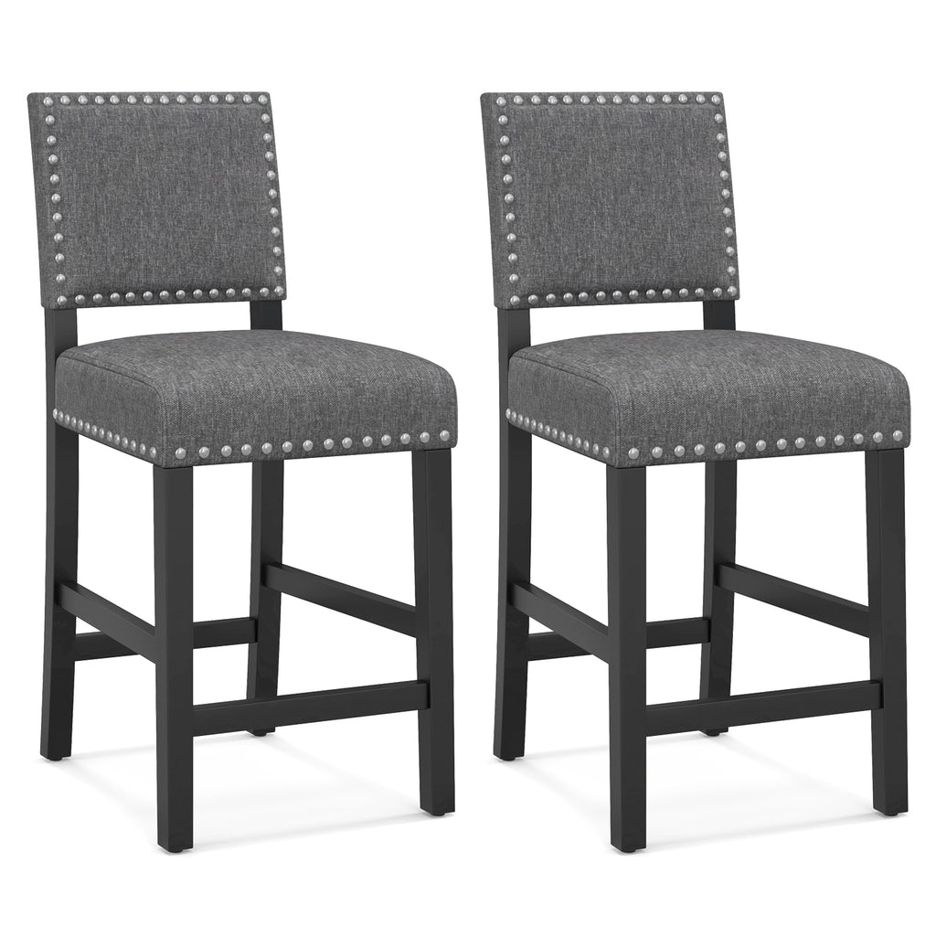 Counter Height Chairs Set of 2 with Rubber Wood Frame - S