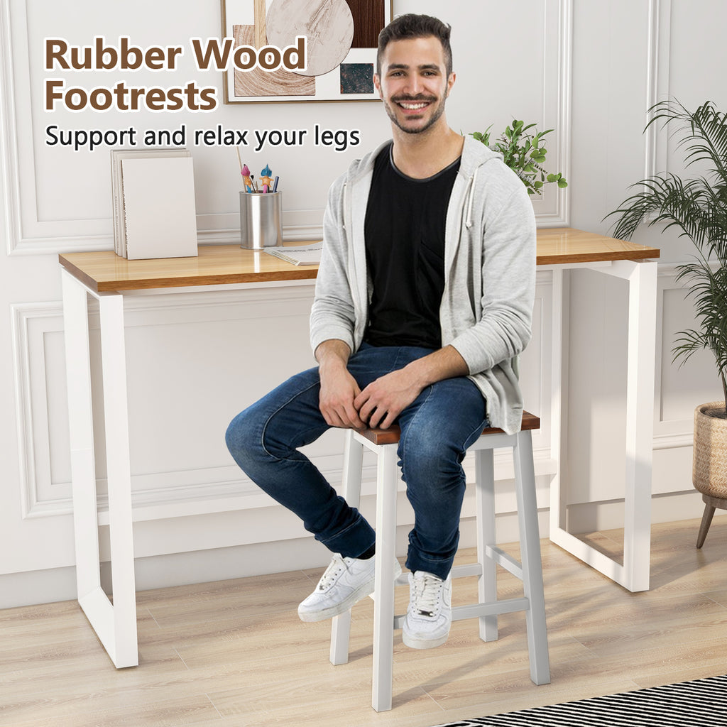 24.5-Inch Saddle Bar Stools Set of 2 with Footrests - Walnut & Gray