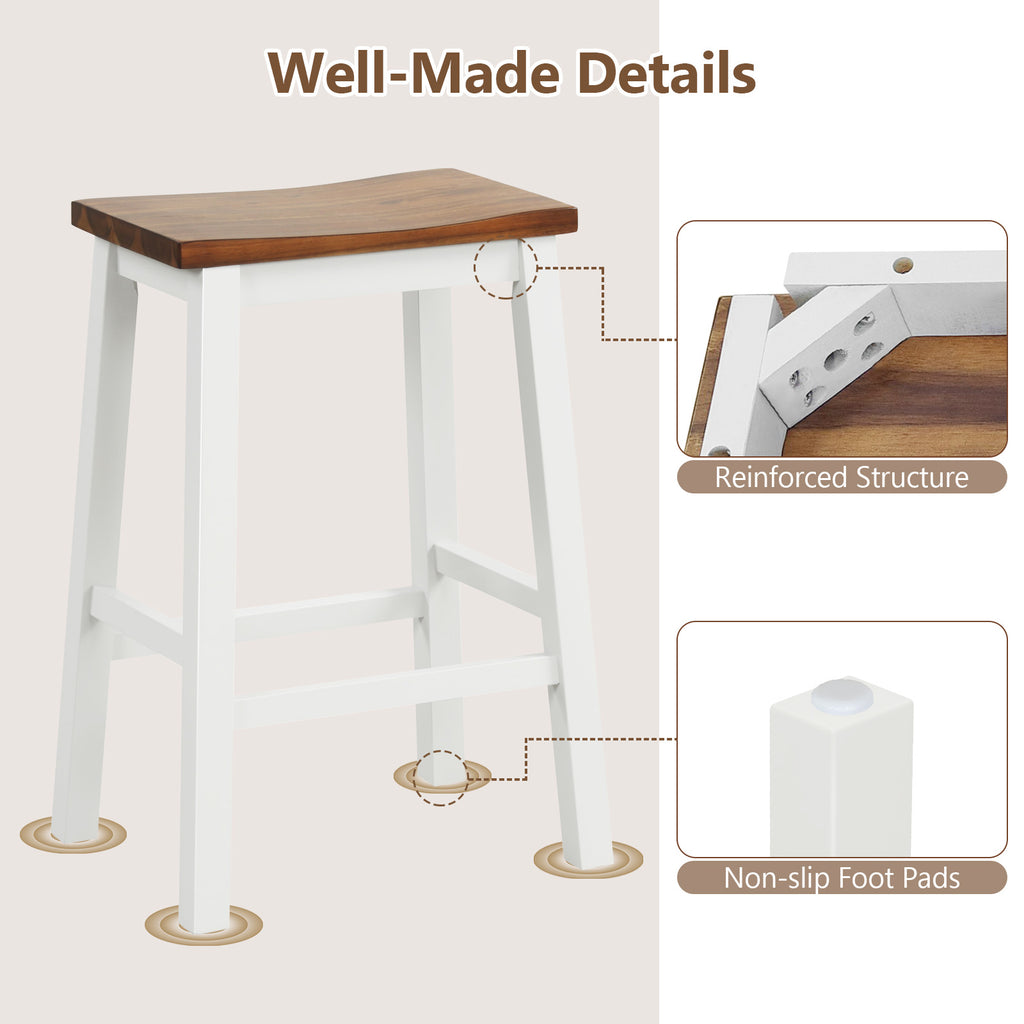 24.5-Inch Saddle Bar Stools Set of 2 with Footrests - Walnut & Gray